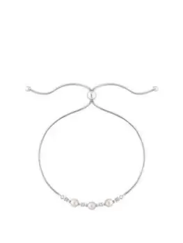 Image of Simply Silver Sterling Silver 925 Freshwater Pearl Toggle Bracelet, Silver, Women