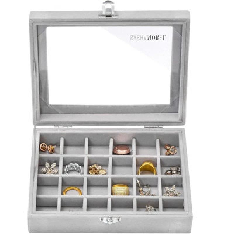 Image of Jewellery Box Case Organiser 24 Slot Earrings Rings Storage Display Sasha Morel