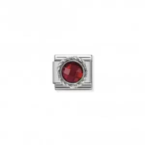 Image of Nomination Facete Cubic Zirconia Faceted Stone Twisted Red Link 330601/005