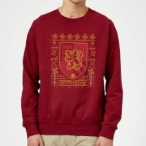 Image of Harry Potter Gryffindor Crest Christmas Sweatshirt - Burgundy - M