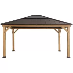 Image of Cedar wood Gazebo ERNIR in Black - 393cm x 452cm