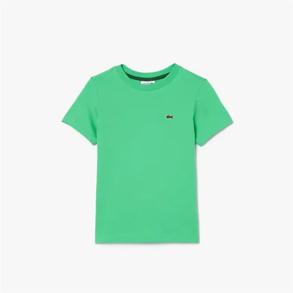 Image of LACOSTE Boys Logo Crew Neck T Shirt - Green 5 - 6 Years