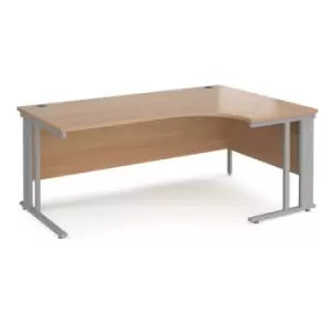 Image of Office Desk Right Hand Corner Desk 1800mm Beech Top With Silver Frame 1200mm Depth Maestro 25 MCM18ERSB