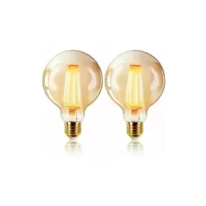 Image of 4W LED Filament Ball Bulb E27, 95 x 142mm, 2200K (Pack of 2)