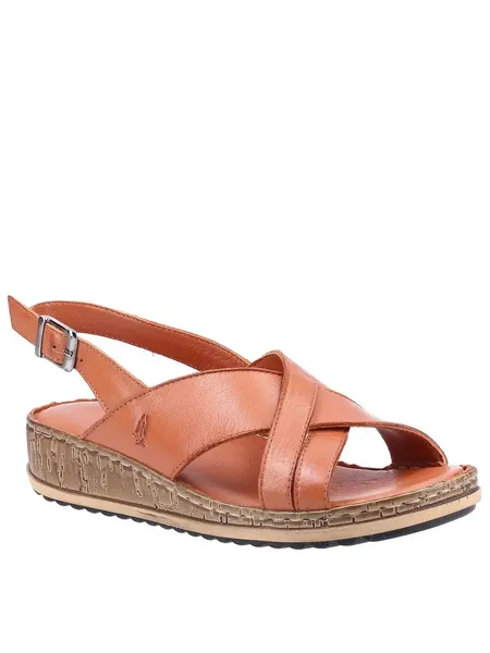 Image of Hush Puppies Womens Elena Cross Over Wedge Sandals UK Size 3 (EU 36) Tan HUS321-TAN-3