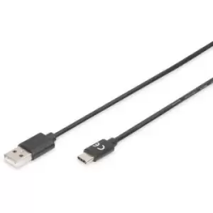 Image of Digitus USB cable USB 2.0 USB-C plug, USB-A plug 1.80 m Black Shielded AK-300154-018-S