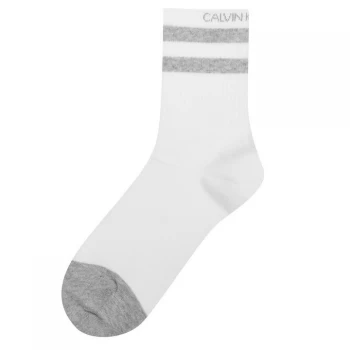 Image of Calvin Klein Jeans Logo Stripe Short Socks - White 100