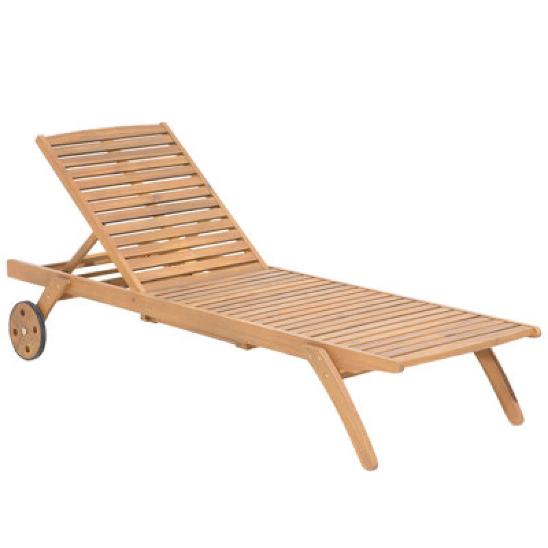 Image of Beliani Sun Lounger Cesana Reclining Acacia Wood Light Brown