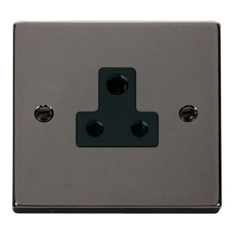Image of SE Home Black Nickel 1 Gang 5A Round Pin Socket Black