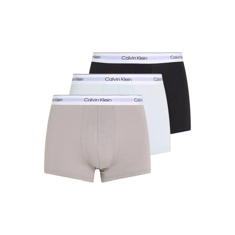 Image of Calvin Klein 3 Pack Modern Cotton Trunks Black/Ash/Plein Air S