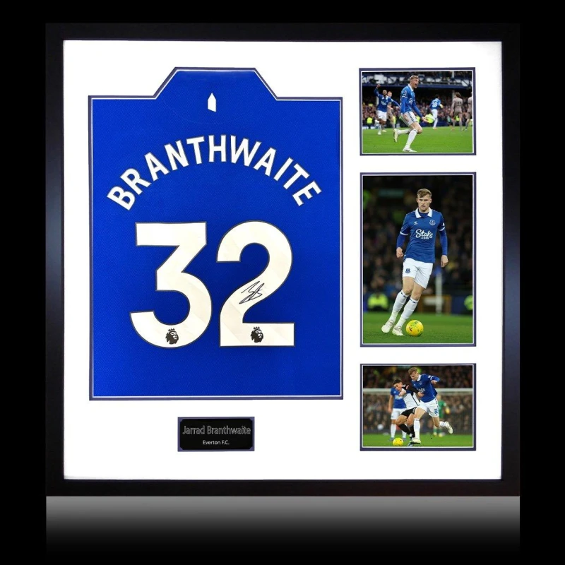 Image of The Fan Cave Jarrad Branthwaite Signed Everton 24/25 Shirt Elit Blue unisex 820mm x 82