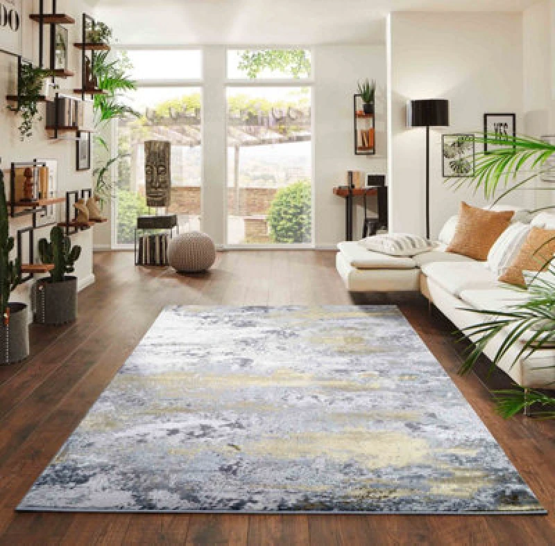 Image of Onyx Modern Living Room Rug - Abstract Area Rugs Gold - Runner 60X220 Cm