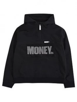 Image of Money Boys Mesh Detail Fleece Lined Windbreaker - Black