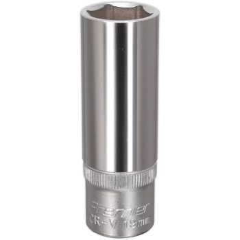 Image of Sealey 1/2" Drive Deep Hexagon WallDrive Socket Metric 1/2" 19mm