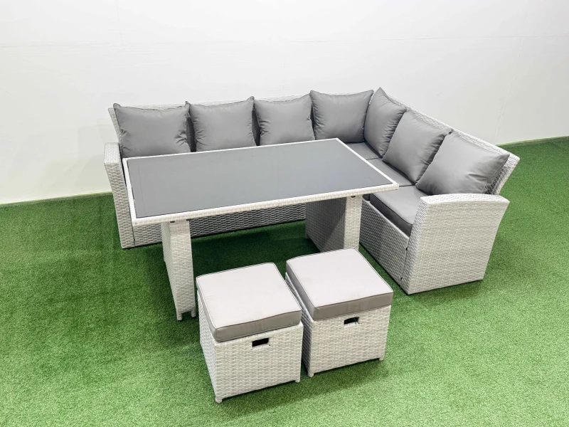 Image of Fimous Outdoor Garden Furniture Sets 8 Seater Wicker Rattan Light Grey Light Grey Unisex