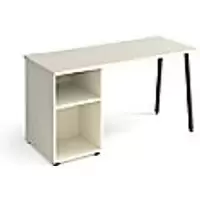 Image of Rectangular A-frame Desk with support pedestal White Wood/Metal A-Frame Legs Charcoal Sparta 1400 x 600 x 730mm