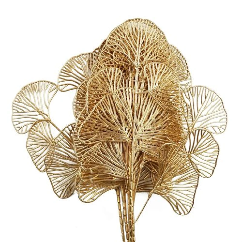 Image of Leaf Pack of 6 x 65cm Golden Leaves Flower Arrangement Decoration, Gold PACK-6X40979