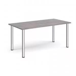Image of Semi circular chrome radial leg meeting table 1600mm x 800mm - grey
