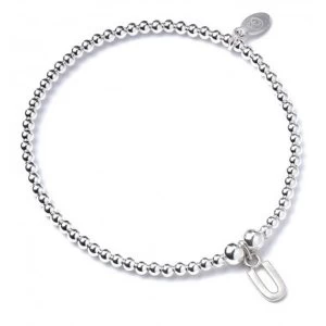 Image of Initial U Charm with Sterling Silver Ball Bead Bracelet