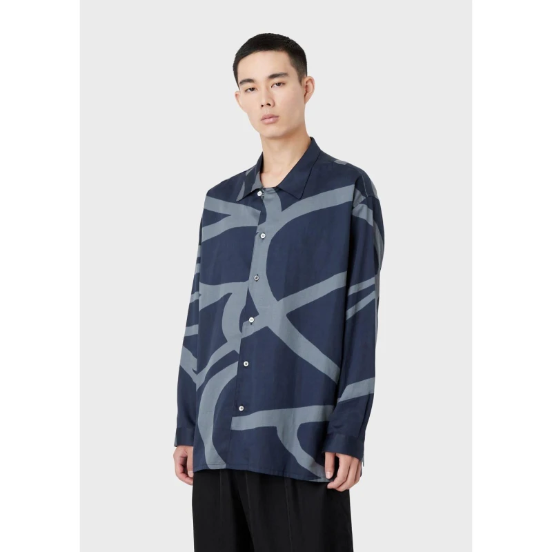 Image of Emporio Armani Abstract Print Long Sleeve Shirt Multi Colour male XS