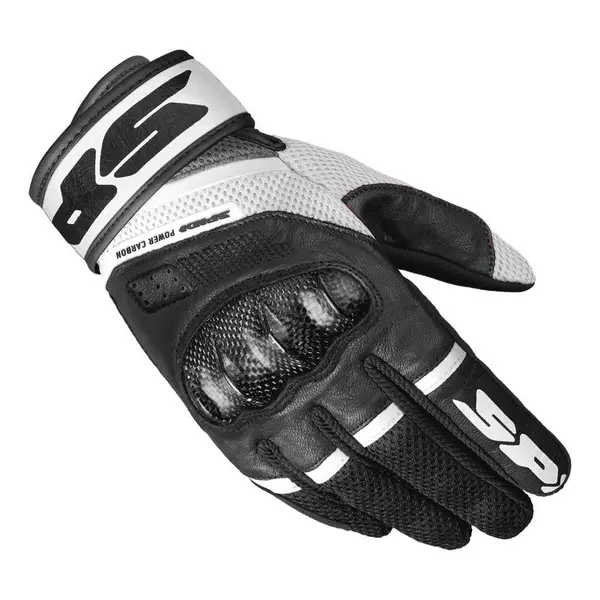 Image of Spidi Power Carbon Gloves Black White Size L