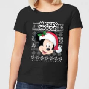 Image of Disney Classic Mickey Mouse Womens Christmas T-Shirt - Black - 4XL
