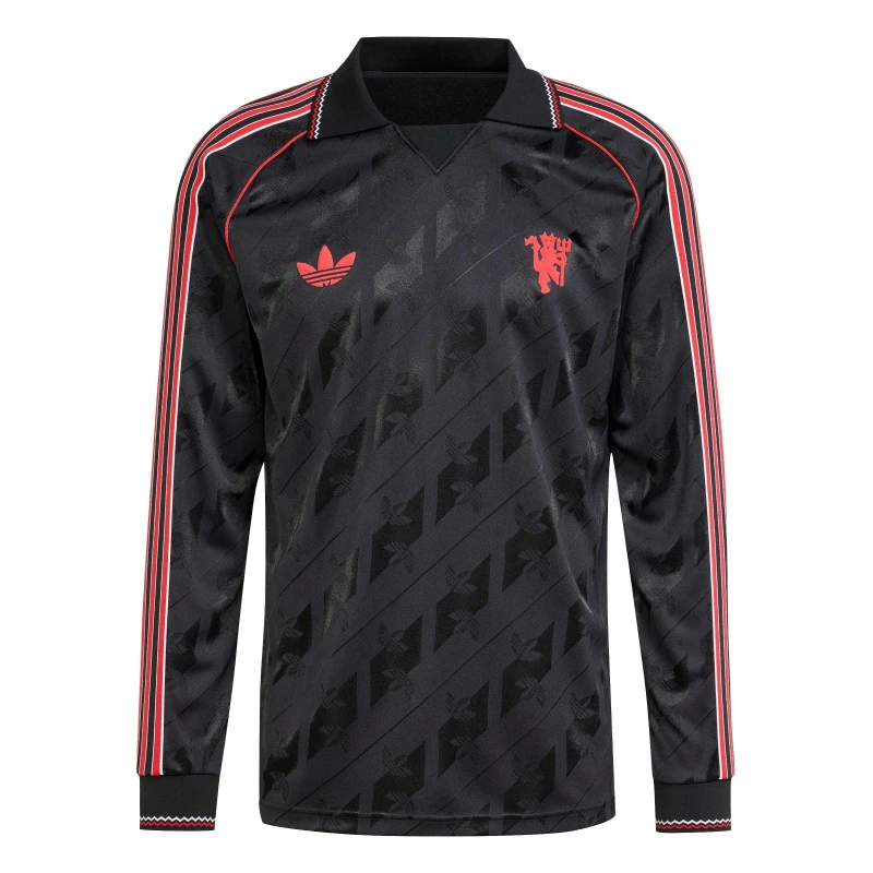 Image of adidas Mufc Ls Jsy Football Shirt Mens Black male XS