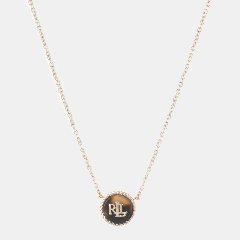 Image of Lauren Ralph Lauren Lauren Ralph Lauren Tortoise & Gold Logo Necklace Tortoiseshell/G female One Size