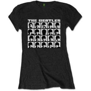 Image of The Beatles - Hard Days Night Faces Mono Womens XX-Large T-Shirt - Black