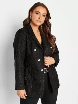 Image of Yours Boucle Blazer Black Lurex, Black, Size 18, Women