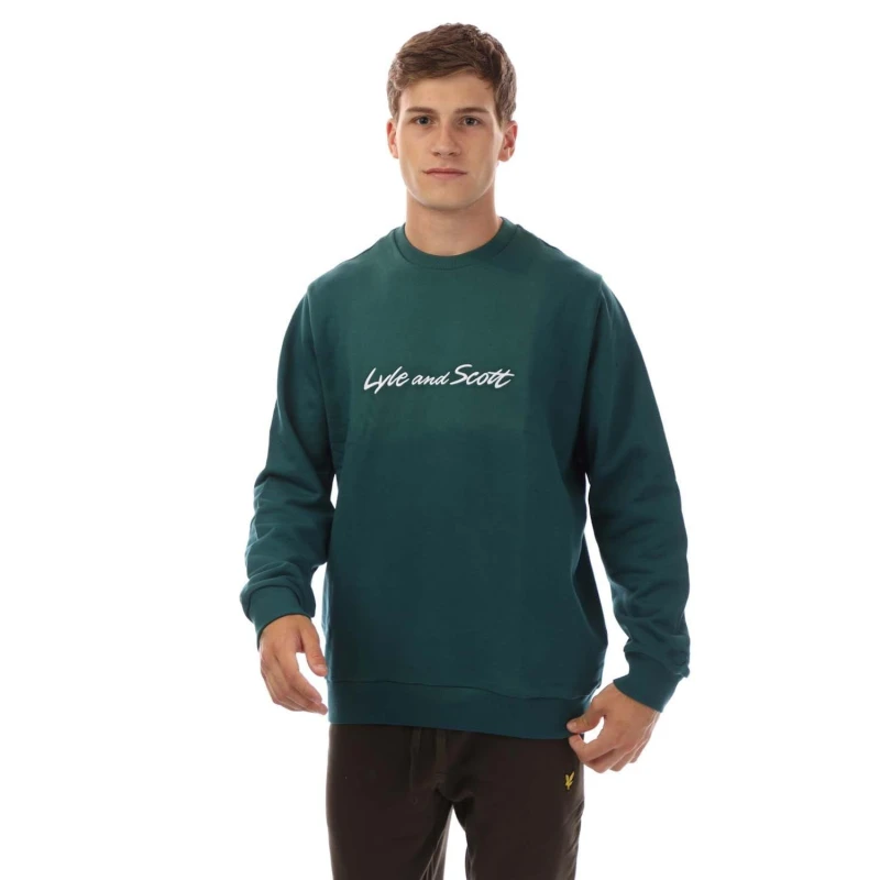 Image of Lyle and Scott Script Sweatshirt Green White male M