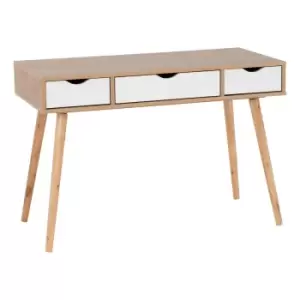 Image of Seconique Seville 3 Drawer Console Table - White Gloss/Light Oak Effect Veneer