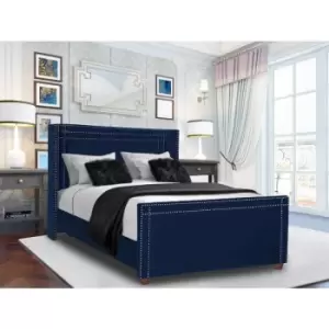 Image of Cubica Upholstered Beds - Plush Velvet, Single Size Frame, Blue - Blue