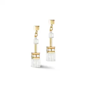 Image of GeoCUBE Iconic Nature White-Gold Earrings 3018/21-1416