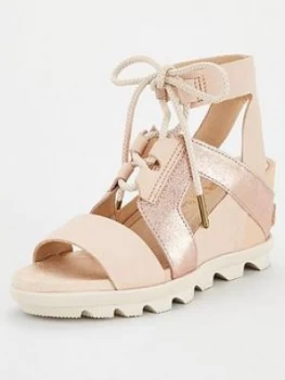 Image of Sorel Joanie Ii Ankle Lace Leather Wedge Sandal - Tan