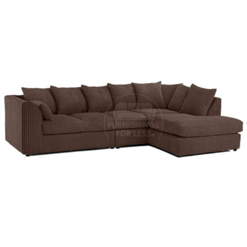 Image of Furnishings For Less UK Luxor Chocolate Jumbo Cord Large 5 Seater Corner Sofa Long Right Hand Facing
