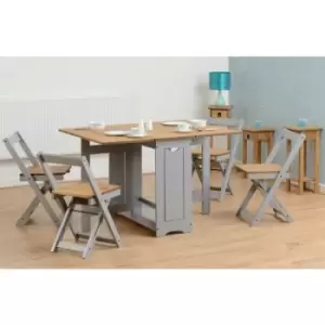 Image of Seconique - Santos Butterfly Dining Set in Grey & Pine Folding Table & 4 Chairs