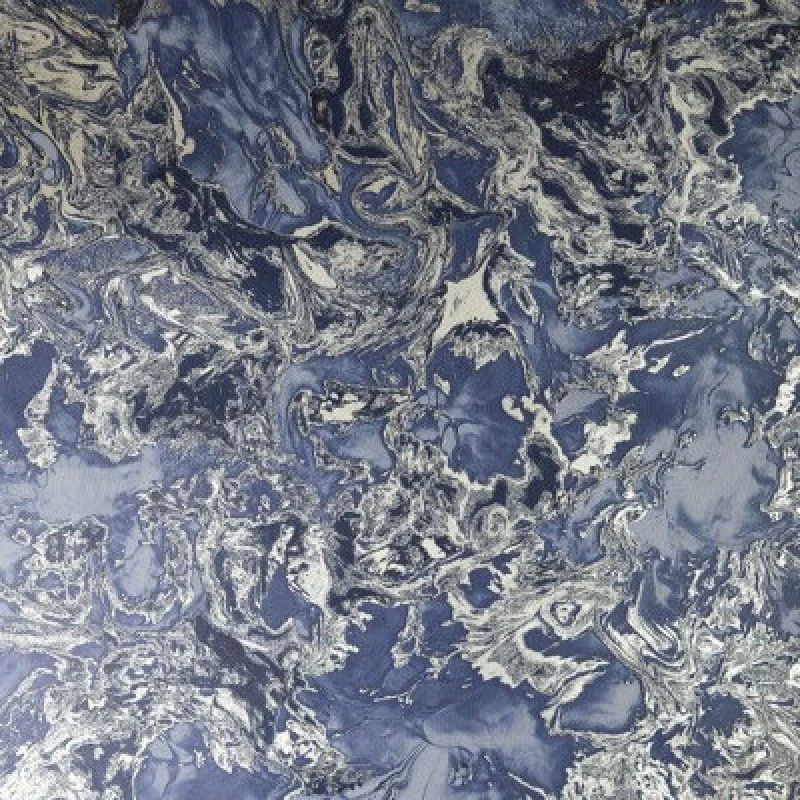 Image of Liquid Marble Effect Wallpaper Debona Metallic Glitter Navy Silver