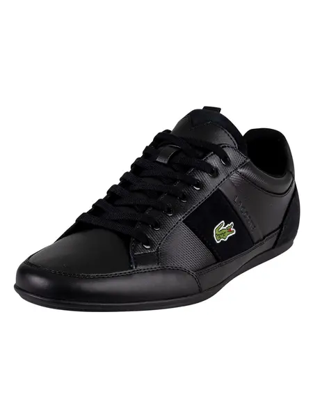 Image of Lacoste Chaymon BL 22 2 CMA Leather Trainers Black 9 UK