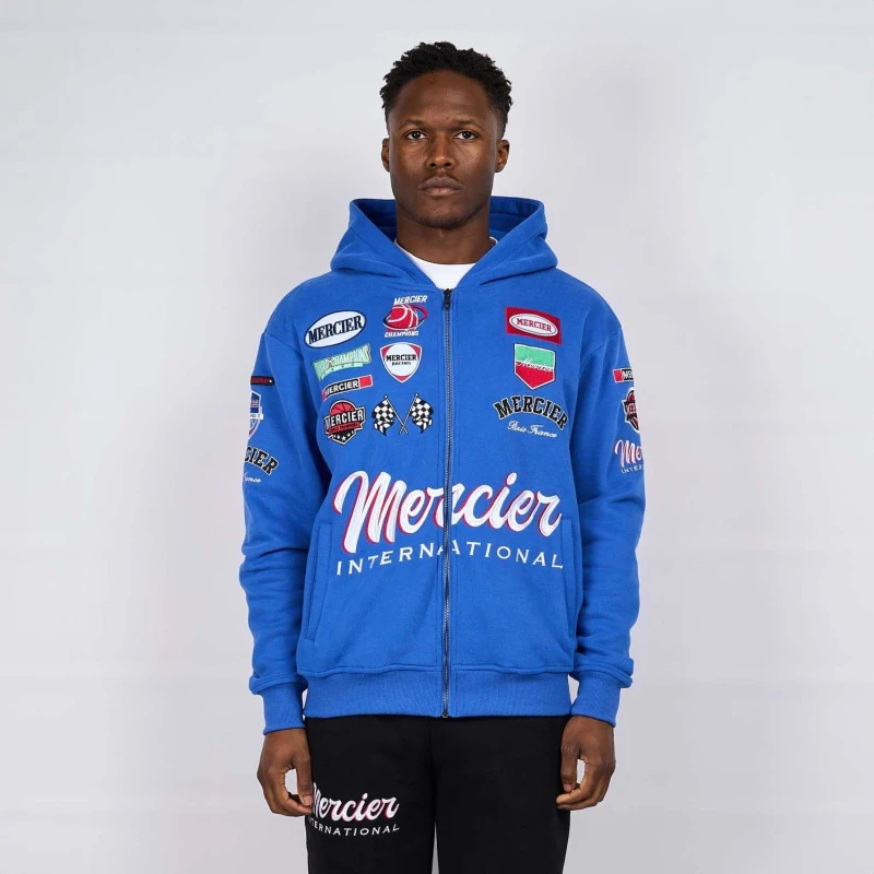 Image of Mercier International Zip Hoodie - Blue Blue XS