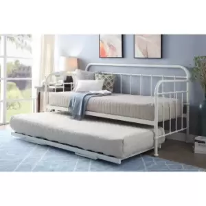 Image of Crazy Price Beds Harlow White Metal Day Bed And Trundle