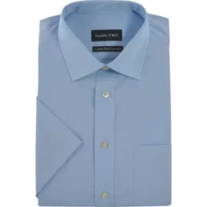 Image of Mens 16" Short Sleeve Blue Poplin Shirt