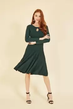 Image of Green Knitted Skater Dress