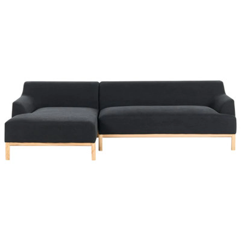 Image of Beliani Corner Sofa 3 Seater Sosjo Fabric Black Right Hand