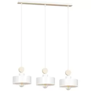 Image of Emibig Tuniso White Bar Pendant Ceiling Light 3x E27