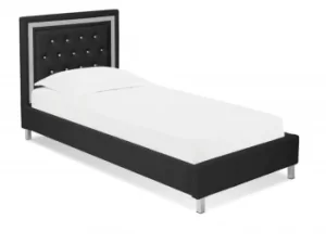 Image of LPD Crystalle 3ft Single Black Upholstered Faux Leather Bed Frame