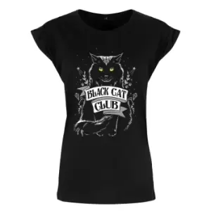 Image of Grindstore Womens/Ladies Black Cat Club Premium T Shirt (S) (Black)