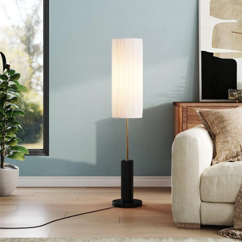 Image of Kabinet UK Simple Retro Floor Lamp with Fabric Lampshade Black unisex One size