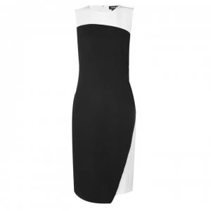Image of DKNY Sleeveless Colour Block Dress - BLACK IVORY