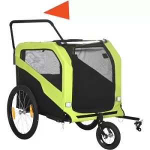 Image of Pawhut - 2 in 1 Dog Bike Trailer Pet Stroller for Large Dogs w/ Hitch - Green - Green